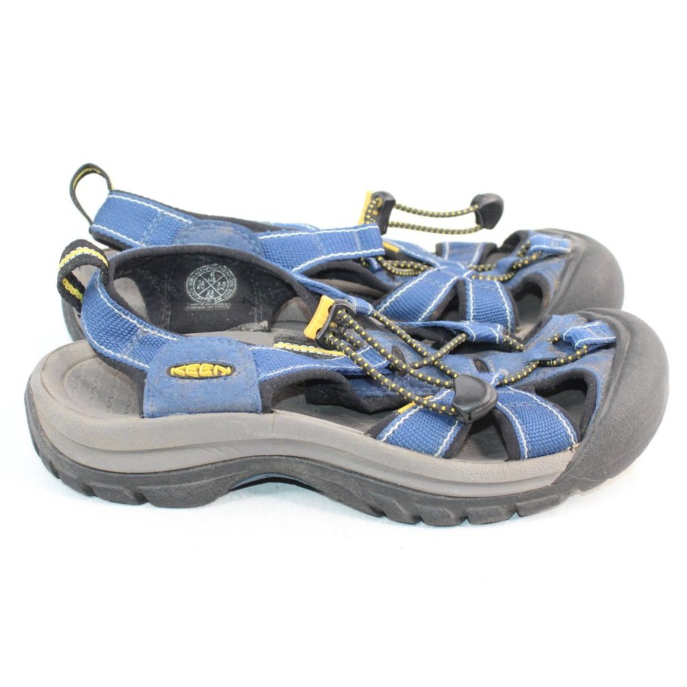 KEEN Hiking Trail Outdoor Waterproof Blue Fabric Strap Toggle Sandal #124 - Picture 4 of 9